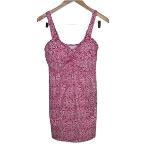 Lands' End Pink White Swim Dress Dresskini Women Size 12 Top Only